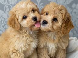 Prachtig nestje abrikooskleurige Maltipoo-puppy's